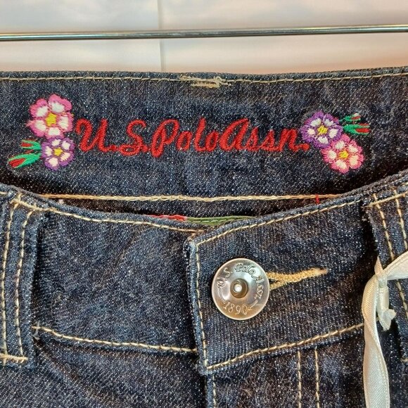 US POLO ASSN 11/12 Stretch Denim Dark Wash Mid Rise Shorts Cotton NEW Y2K 00s Bl - Picture 5 of 15